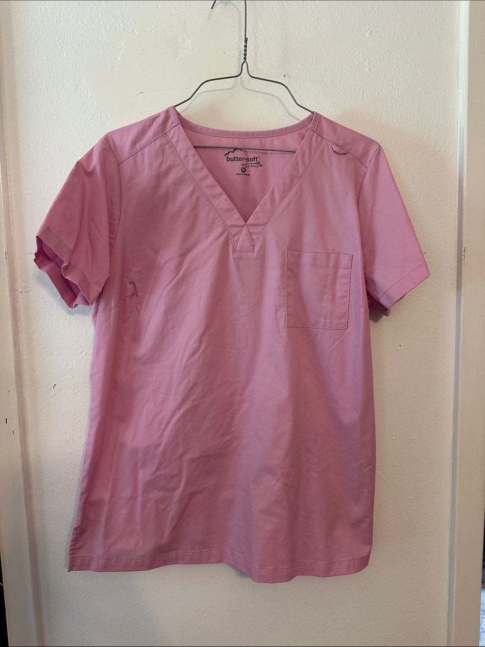 Butter-Soft Pink V-Neck Short Sleeve Top